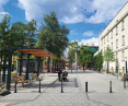 Łódź, Pasaż Majewskiego, 2022 rok, nowo powstała przestrzeń publiczna w ramach projektu Rewitalizacji Obszarowej Centrum Łodzi, proj.: 3DArchitekci