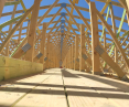 Long-span prefabricated trusses - view from the work platform level