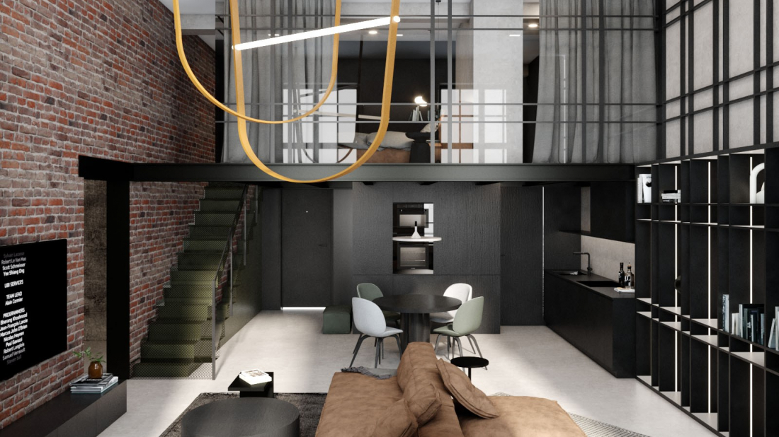Projekt mieszkania dla rodziny z dwójką dzieci - nowoczesny loft w dziewiętnastowiecznej przędzalni lnu