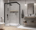 Freezone series rectangular shower enclosure with Space Mineral S shower tray available in black and chrome finish