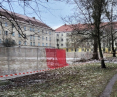 The complex of student houses on Dożynkowa Street in Poznań, a view of one of the two courtyards of the campus; on the left, demolished block A, opposite DS 