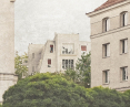 Residential house on Zbierska Street in Warsaw's Sielce district; view from Belwederska Street