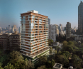 Surrounded by lush greenery, the Carmichael residential high-rise harmoniously blends modern architecture with traditional mudejar elements to create an oasis of calm in the heart of bustling Mumbai