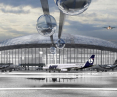 wizualizacja, terminal pasażerski lotniska przyszłości