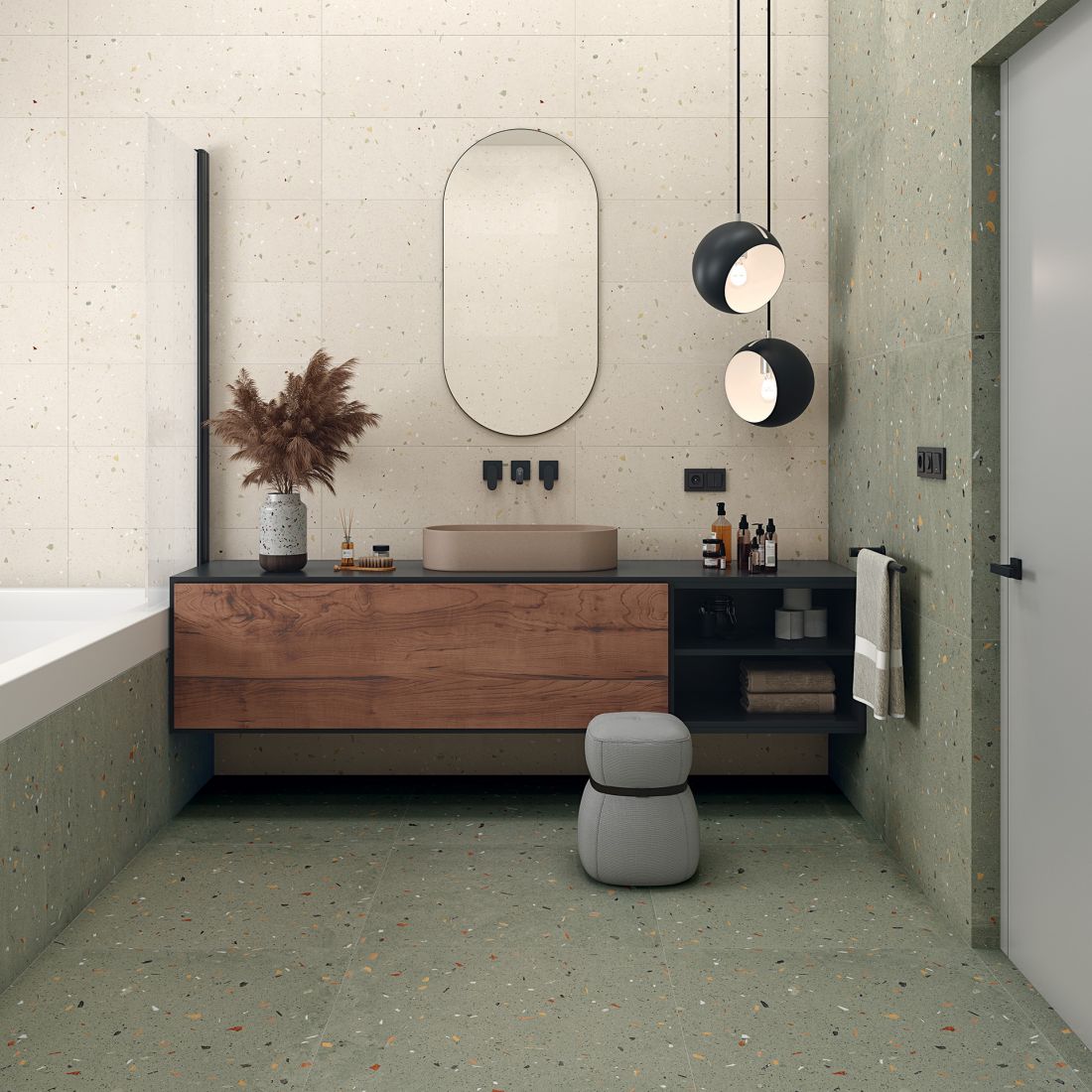 CROCCANTE-R Menta 80x80 cm + TOPPING-R Menta 32x99 cm