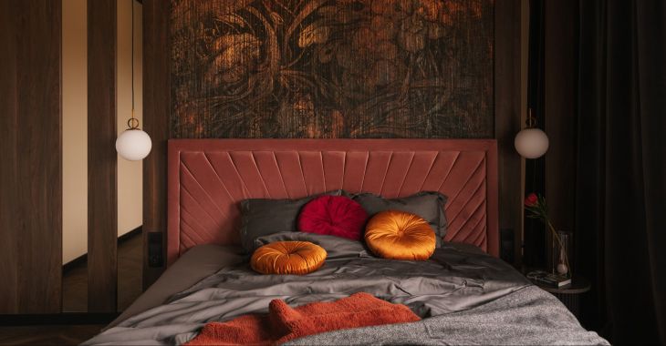 View of Dark bedroom in art déco style|PdD