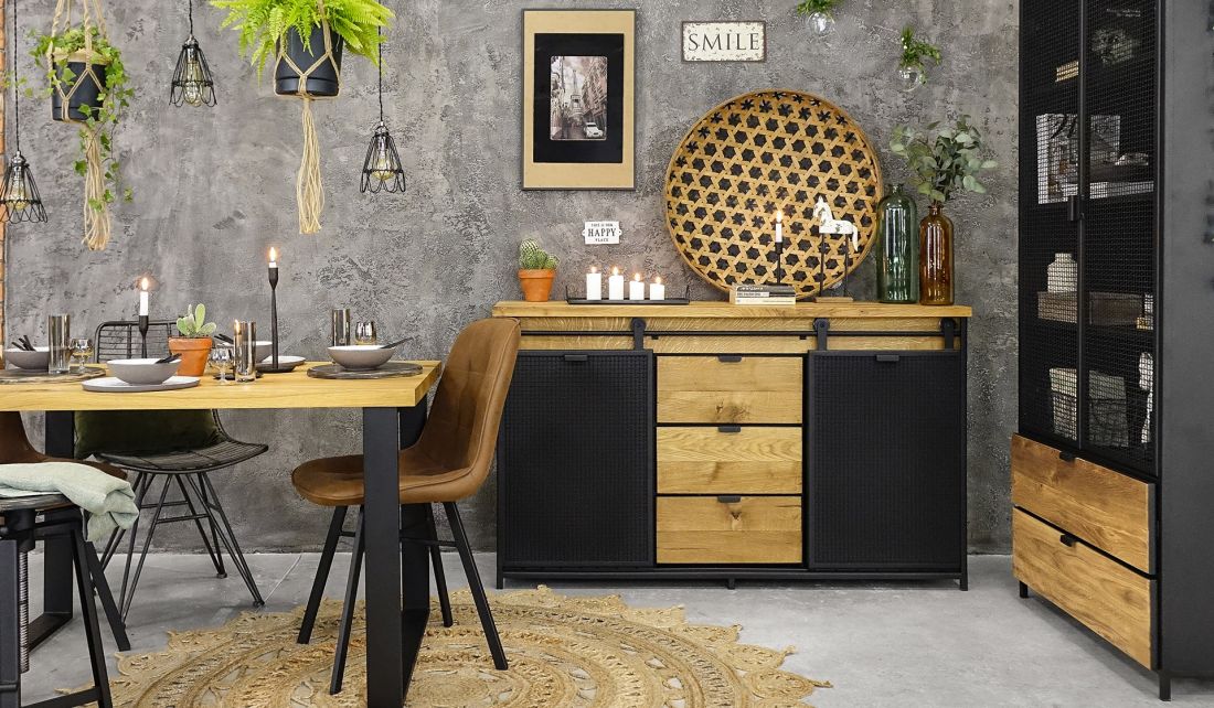 Meble Strong, nogi metalowe Kwadro Loft, blat dębowy Naturwood, dekoracje - rustykalneuchwyty.pl