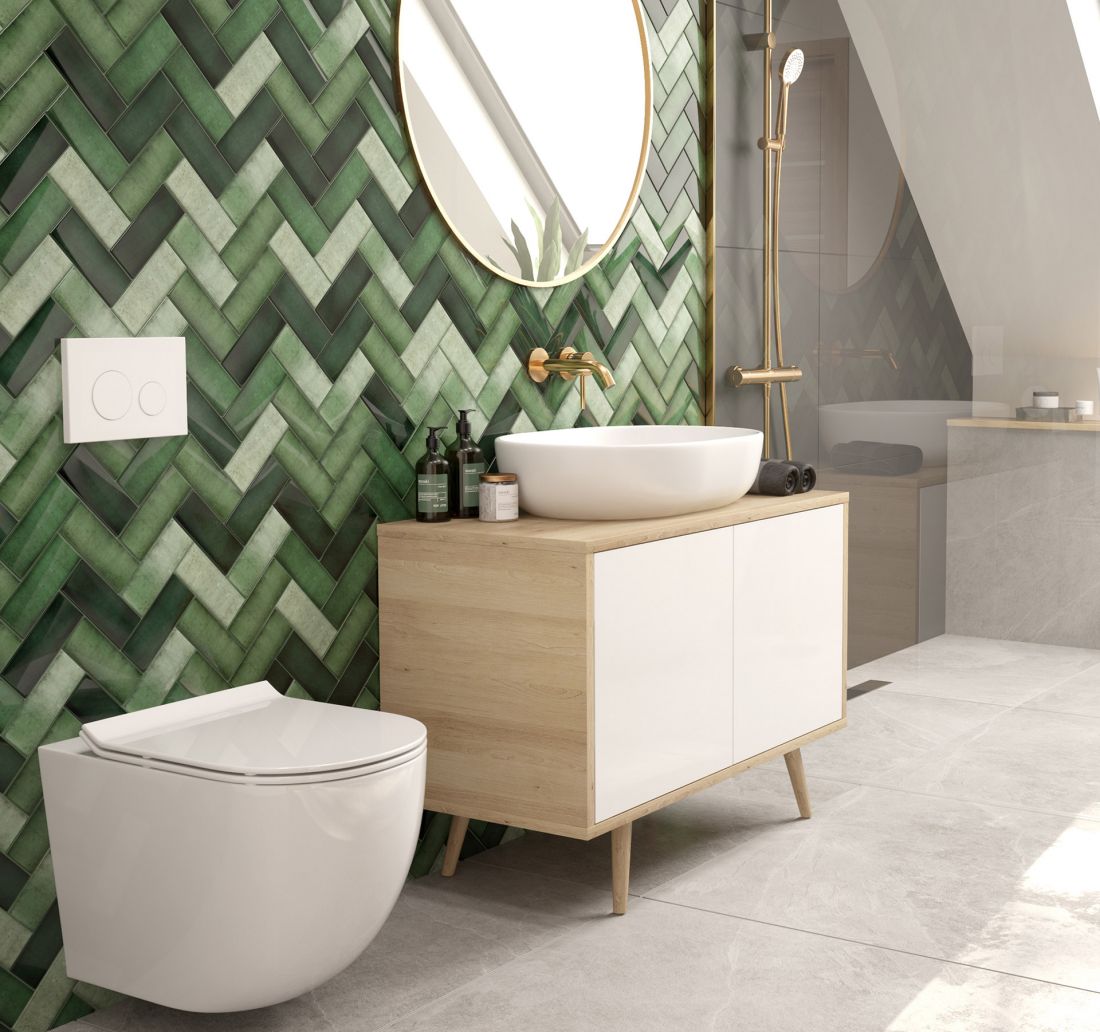 Hamnes - umywalka nablatowa owalna z powłoką SmartClean, biała (40809000) - Hamnes - miska WC wisząca PureRim z powłoką SmartClean, biała (42513000)Hamnes - deska sedesowa wolnoopadająca Slim twarda, biała (45110000)Molle - bateria umywalkowa podtynkowa kompletna, złoty połysk (32600800)Atran - zestaw prysznicowy termostatyczny z deszczownicą, złoty połysk (36500800)Hedvig - szafka podumywalkowa wisząca z półką biały połysk/dąb naturalny (60204060)