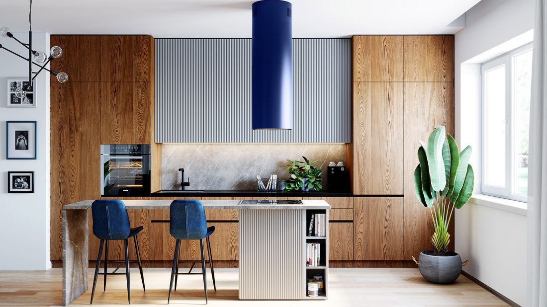 Okap GLOBALO Cylindro Isola Blue