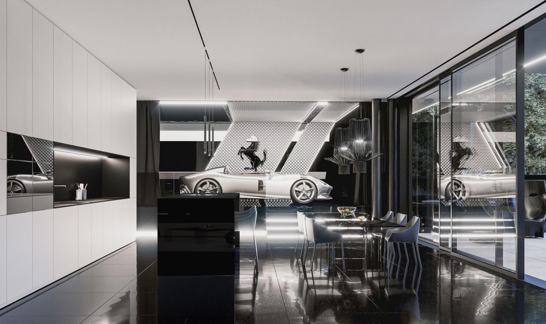 Na podwyższeniu znajduje się Ferrari Monza