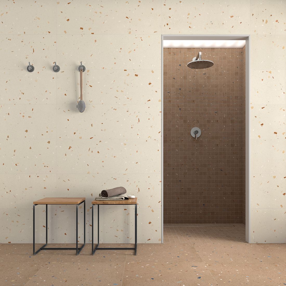 CROCCANTE-R Nuez 60x60 cm + TOPPING-R Nuez 32x99 cm