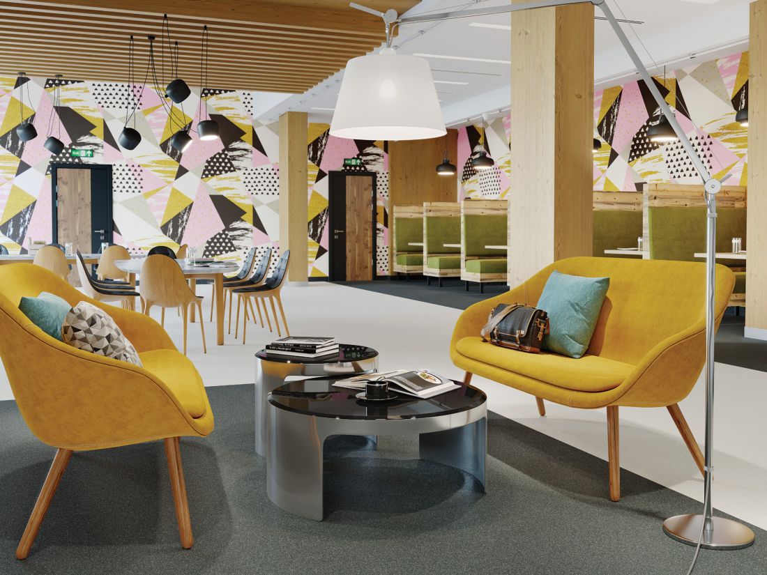 Uniwersytet – ściany – Altro Whiterock Digiclad custom, podłogi – Altro Suprema