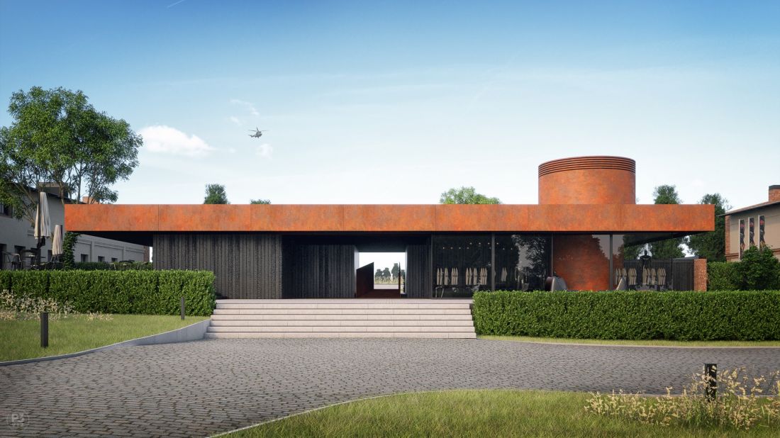 Budynek recepcyjny European Security Academy, wizualizacja, proj. P3 Pracownia Architektury