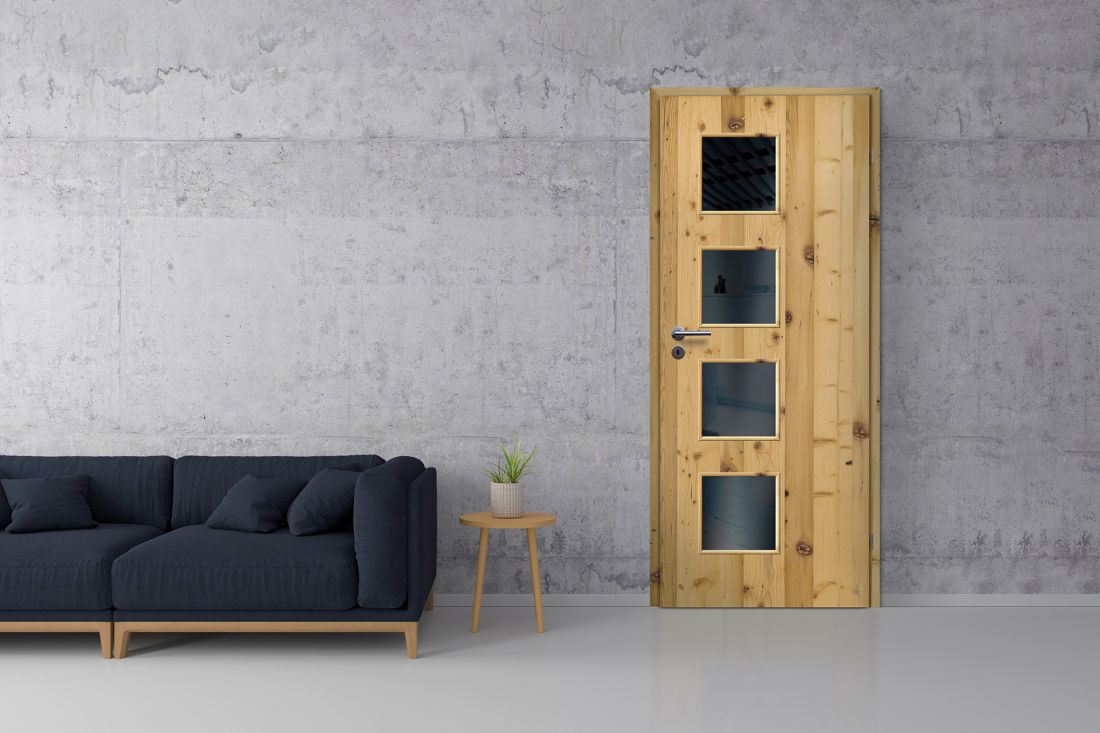 Drzwi Modern Świerk Stary, model: Modern 10/V, szklenie: Dark Gray
