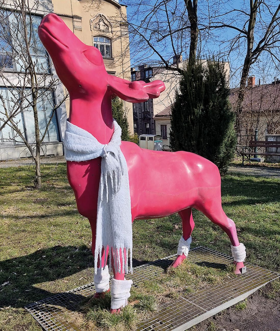 różowy jeleń na Wzgórzu Zamkowym