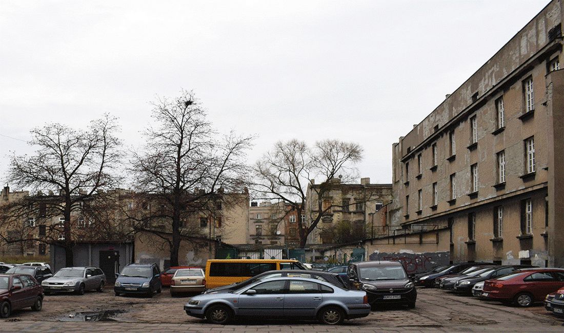 Łódź, nieużytki miejskie w miejscu obecnego Pasażu Hilarego Majewskiego; stan przed realizacją projektu Rewitalizacji Obszarowej Centrum Łodzi, 2016 rok