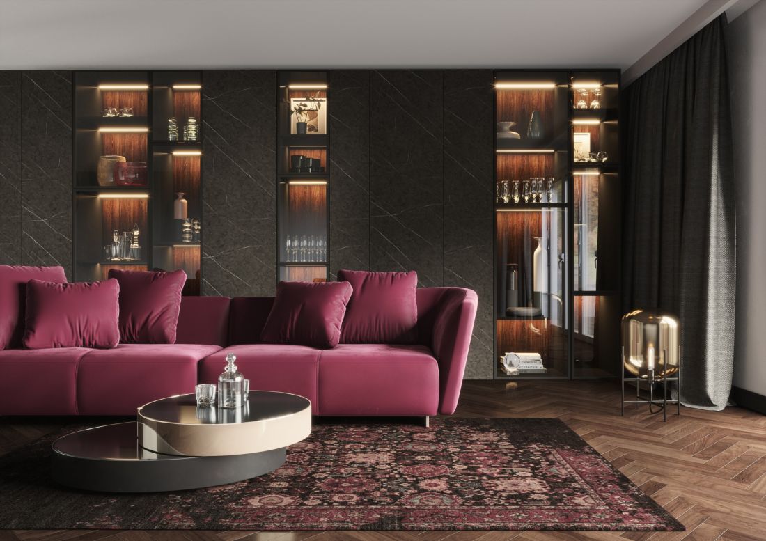 Ciemne barwy dominują we wnętrzu w stylu Dark Elegance