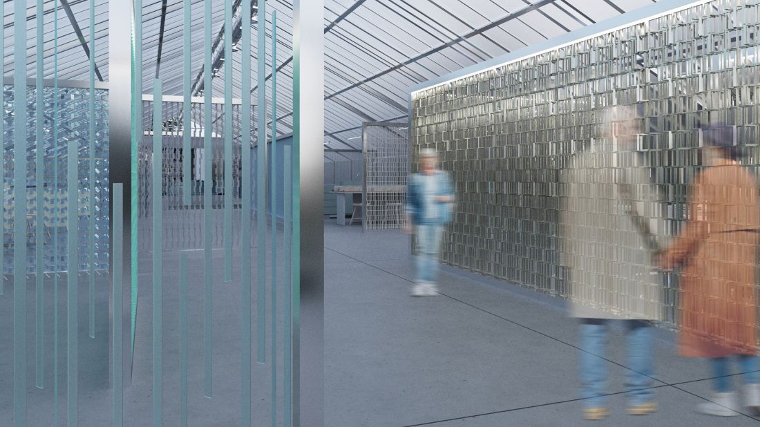 Wnętrze projektowanego obiektu, zastosowanie szkła elektrochromowego