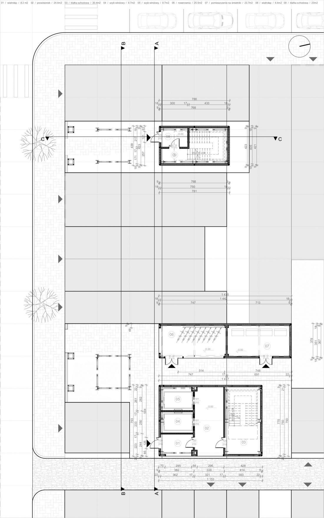  Projekt budynku mieszkalno-usługowego, rzut poziomu 0