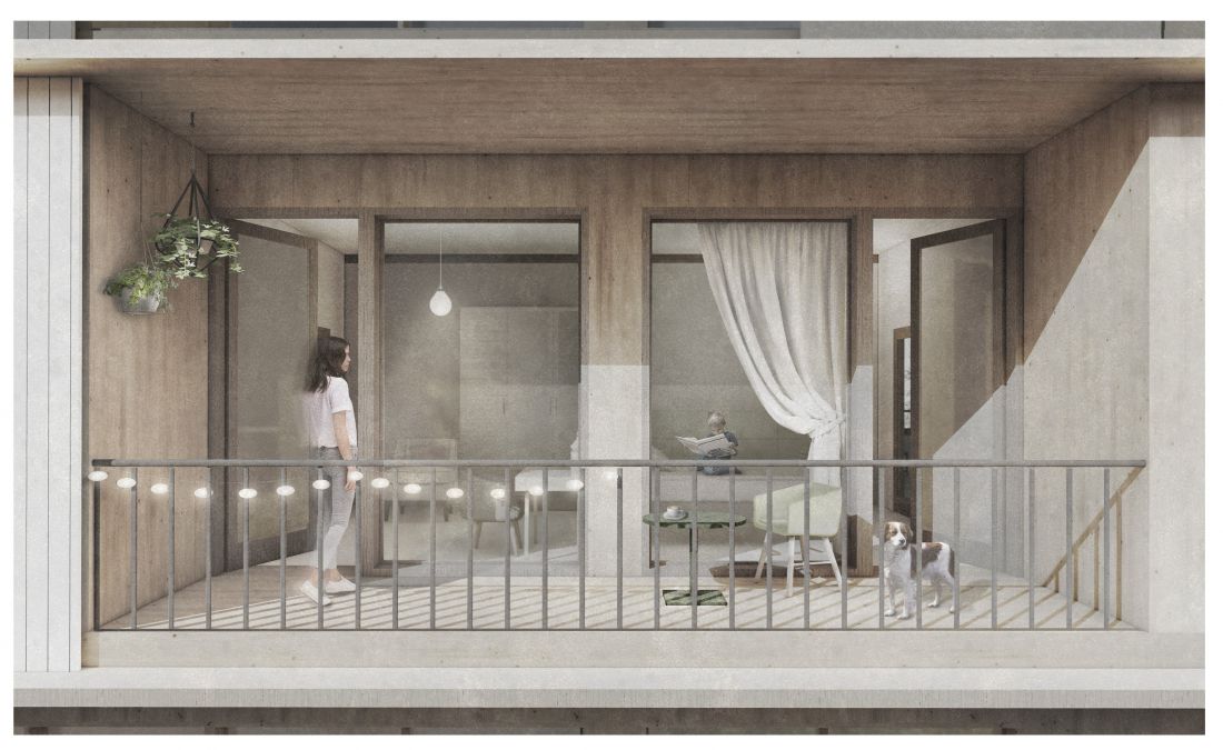 Loggia projektowanego budynku