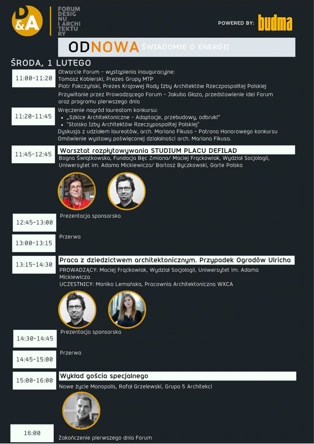 program wydarzenia, dzień 1.