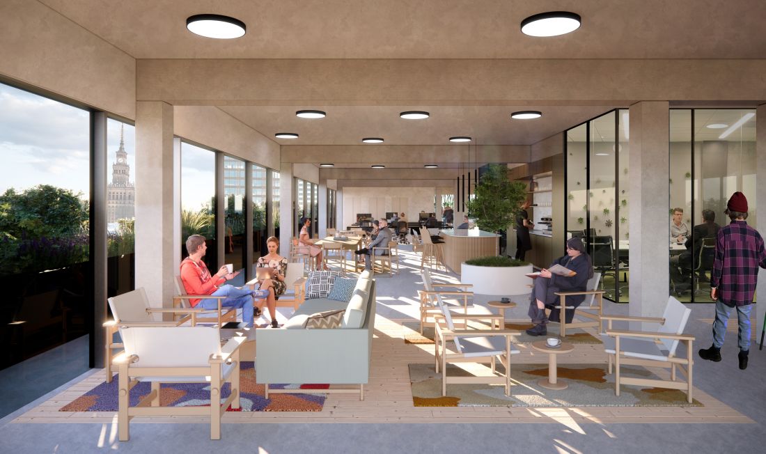 Ostatnie piętro to przestrzeń do m.in. coworkingu