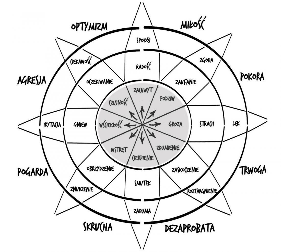 Projekt opiera się na diagramie teorii Plutchika