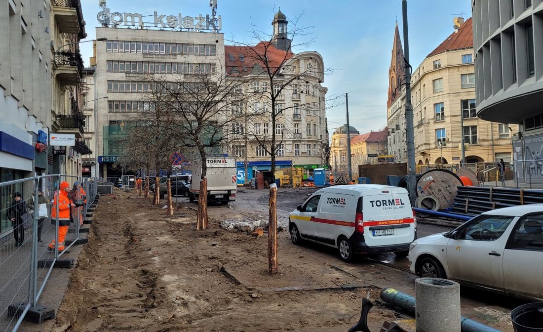 Ulica 27 Grudnia w Poznaniu, przebudowa, grudzień 2022 r.