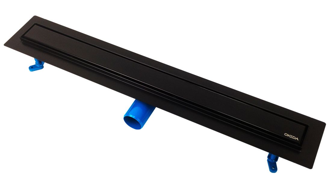 Odpływ liniowy PRIME LINE PURE BLACK™ czysta czerń – ruszt dwustronny zmożliwością wklejenia płytki