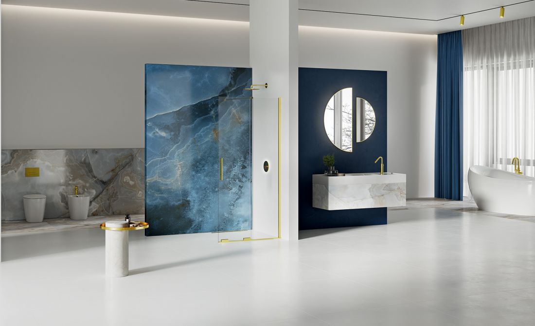 Kabina prysznicowa typu walk in z kolekcji Smart Light Gold