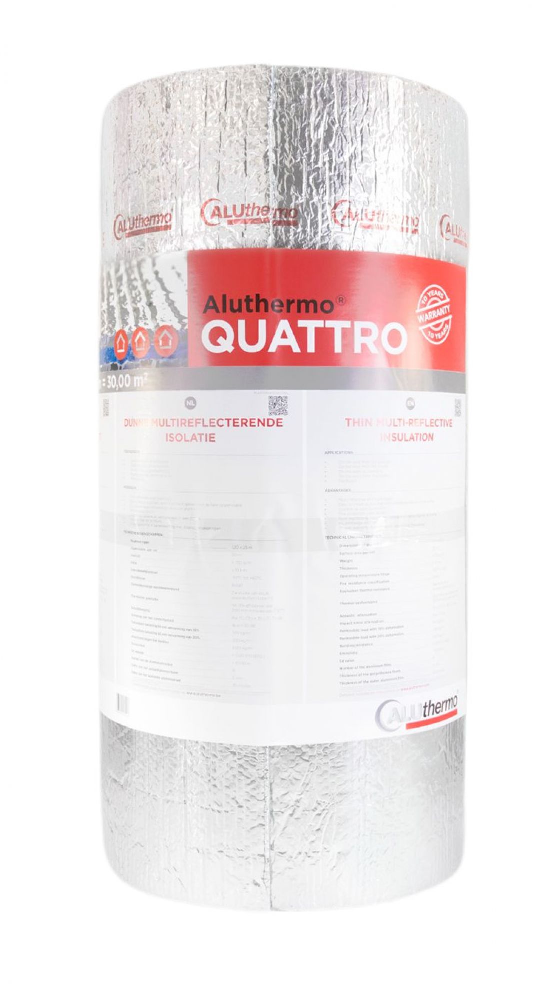 Aluthermo®QUATTRO - pierwszy, cienki, wieloodbiciowy materiał izolacyjny w całości zgrzany termicznie. Składa się łącznie z siedmiu różnych warstw o grubości zaledwie 1 cm