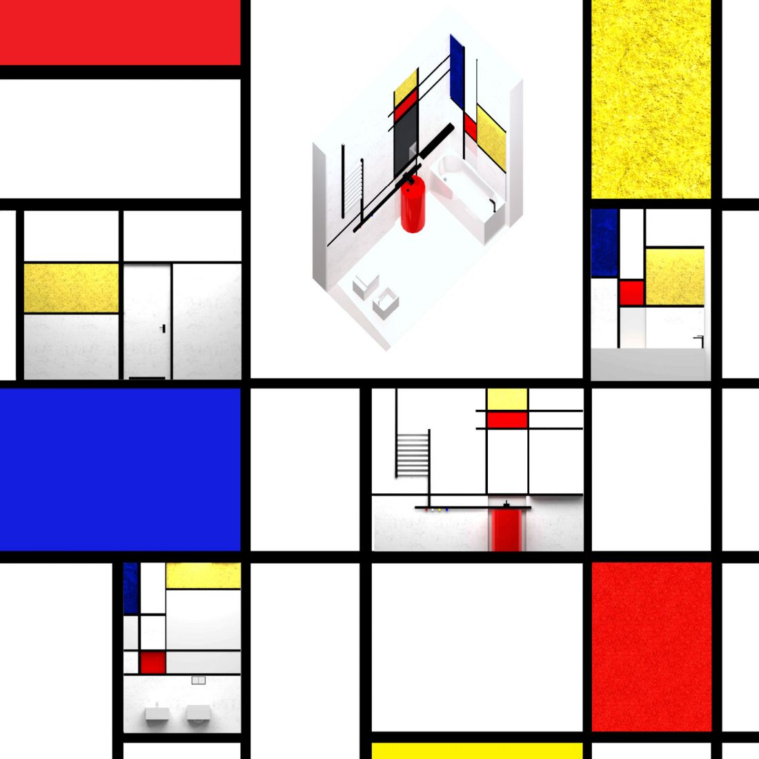 Projekt wnętrza łazienki w domu jednorodzinnym, proj.: Julia Gonet