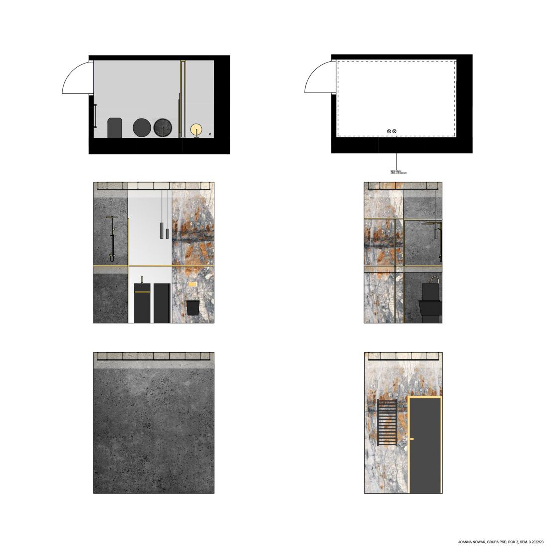 Projekt wnętrza łazienki w domu jednorodzinnym, proj.: Joanna Nowak