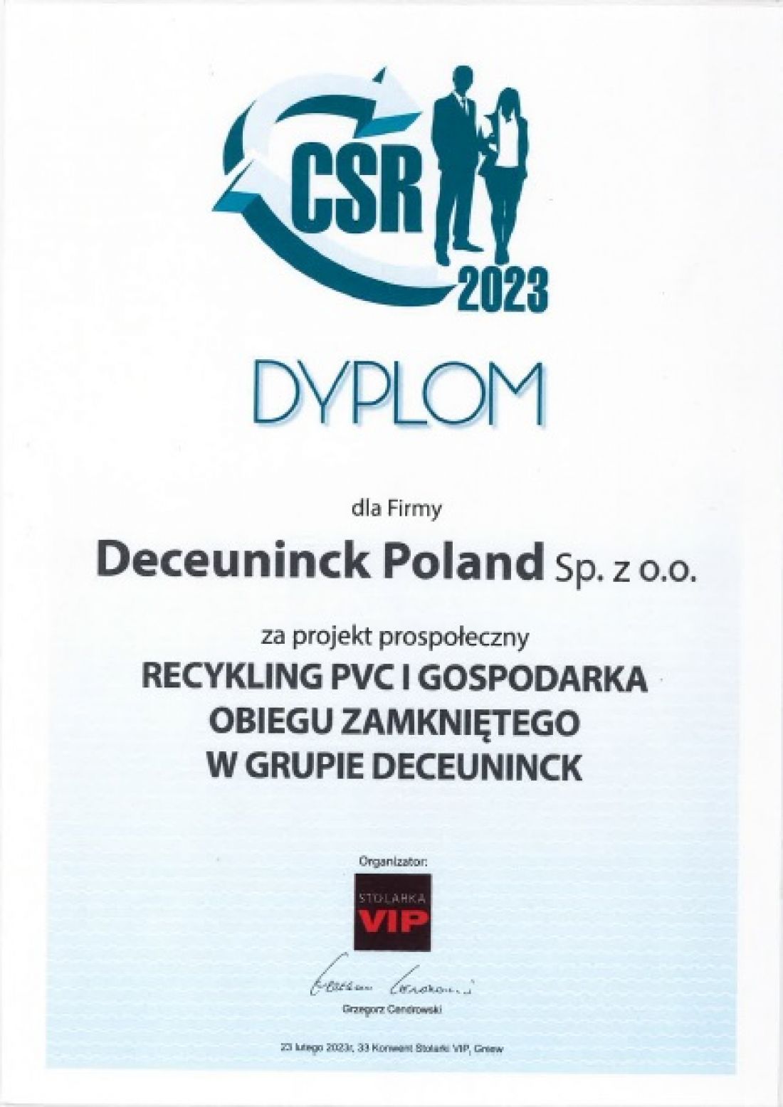 Deceuninck z nagrodą za działania na rzecz recyklingu PVC