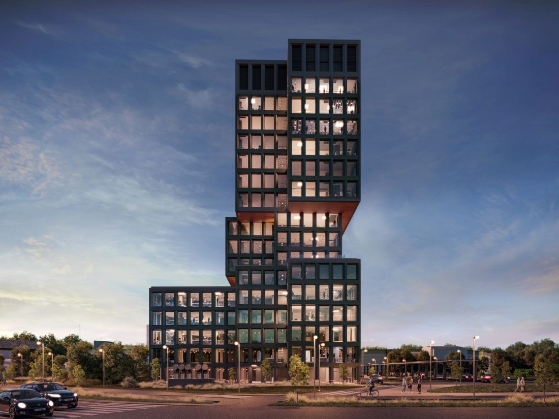 Biurowiec przy rondzie Rataje i ul. Komedy w Poznaniu, wizualizacja, proj. EASST Architects