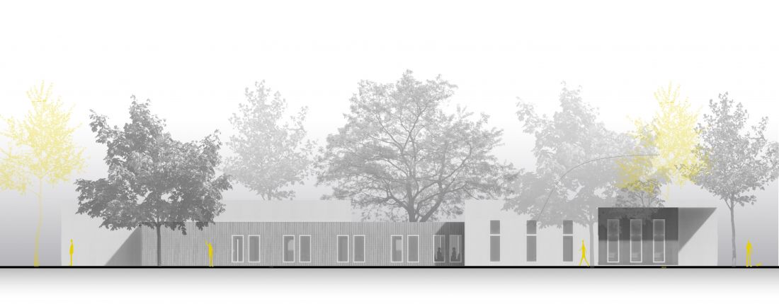 Projekt noclegowni, elewacja wschodnia