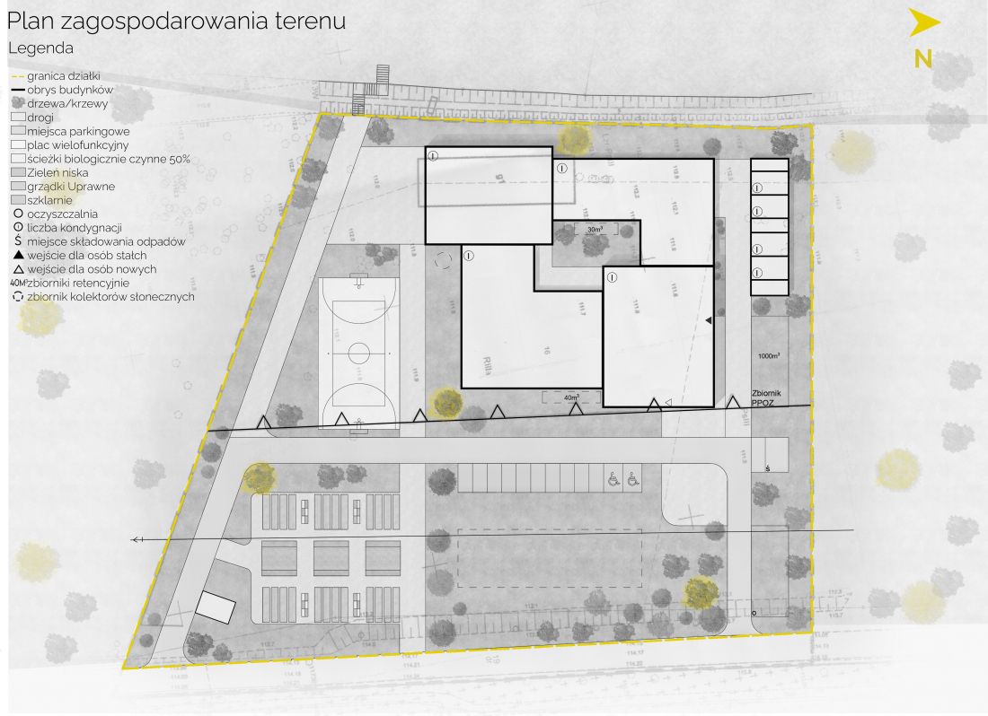 Projekt noclegowni, plan zagospodarowania terenu