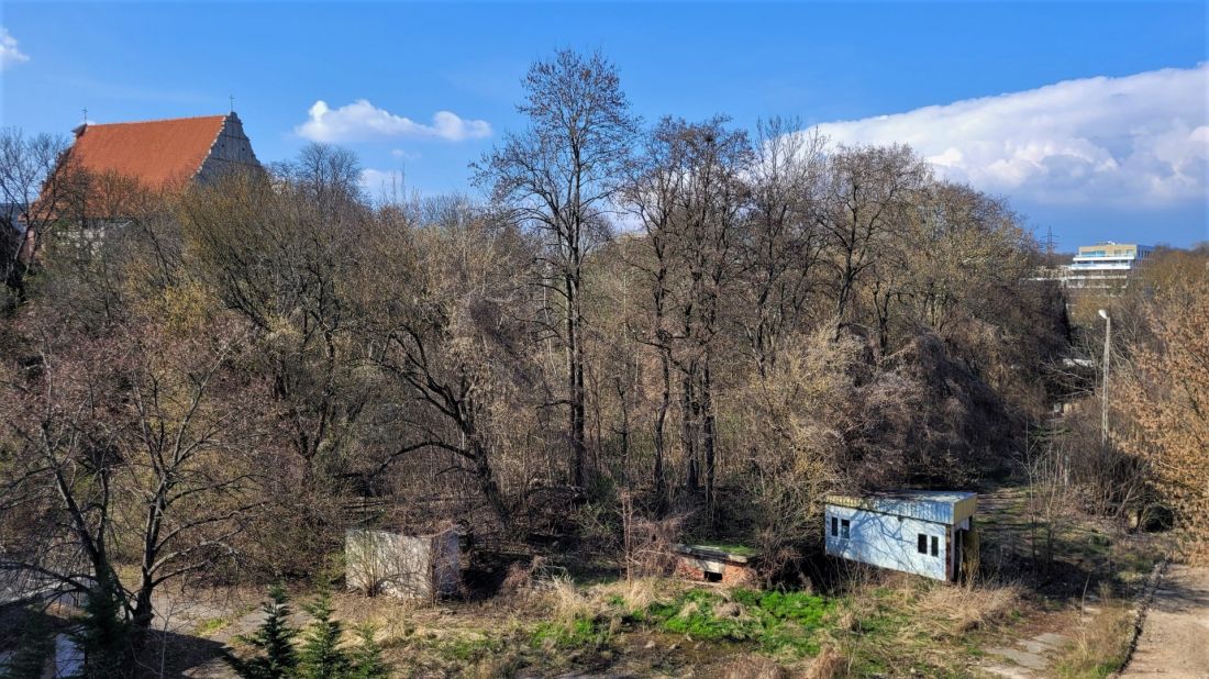 widok od południa na przyszły park obok muzeum