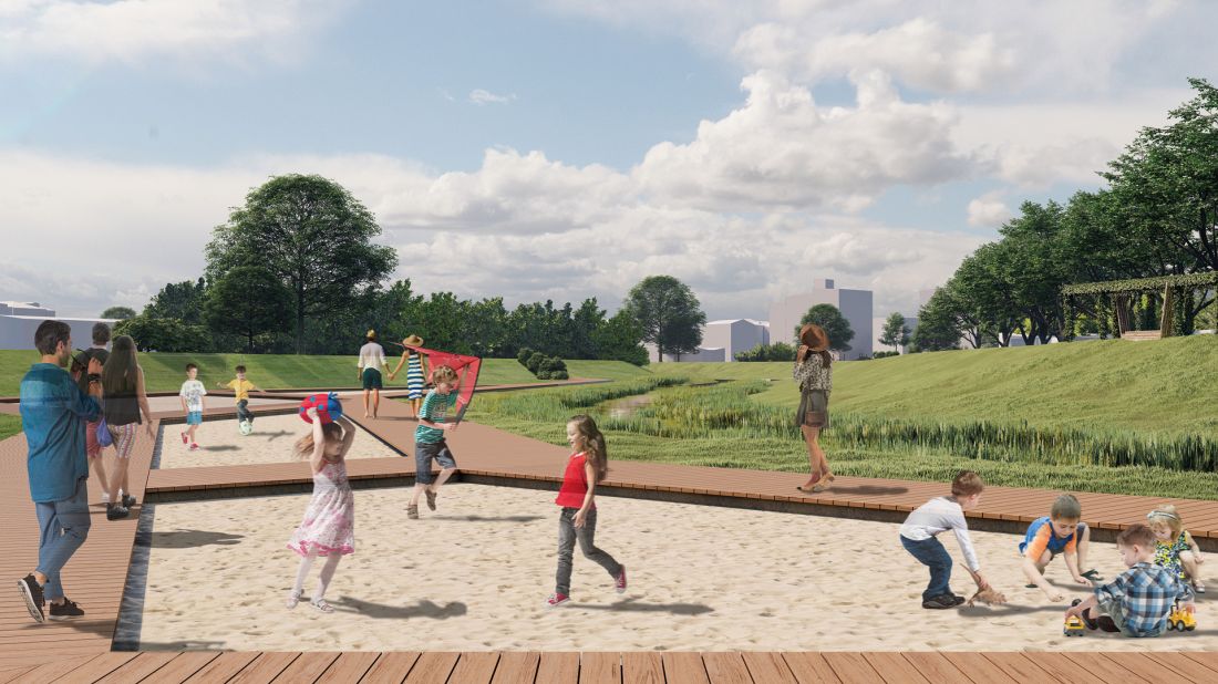 Widok na plażę w części bulwarowej