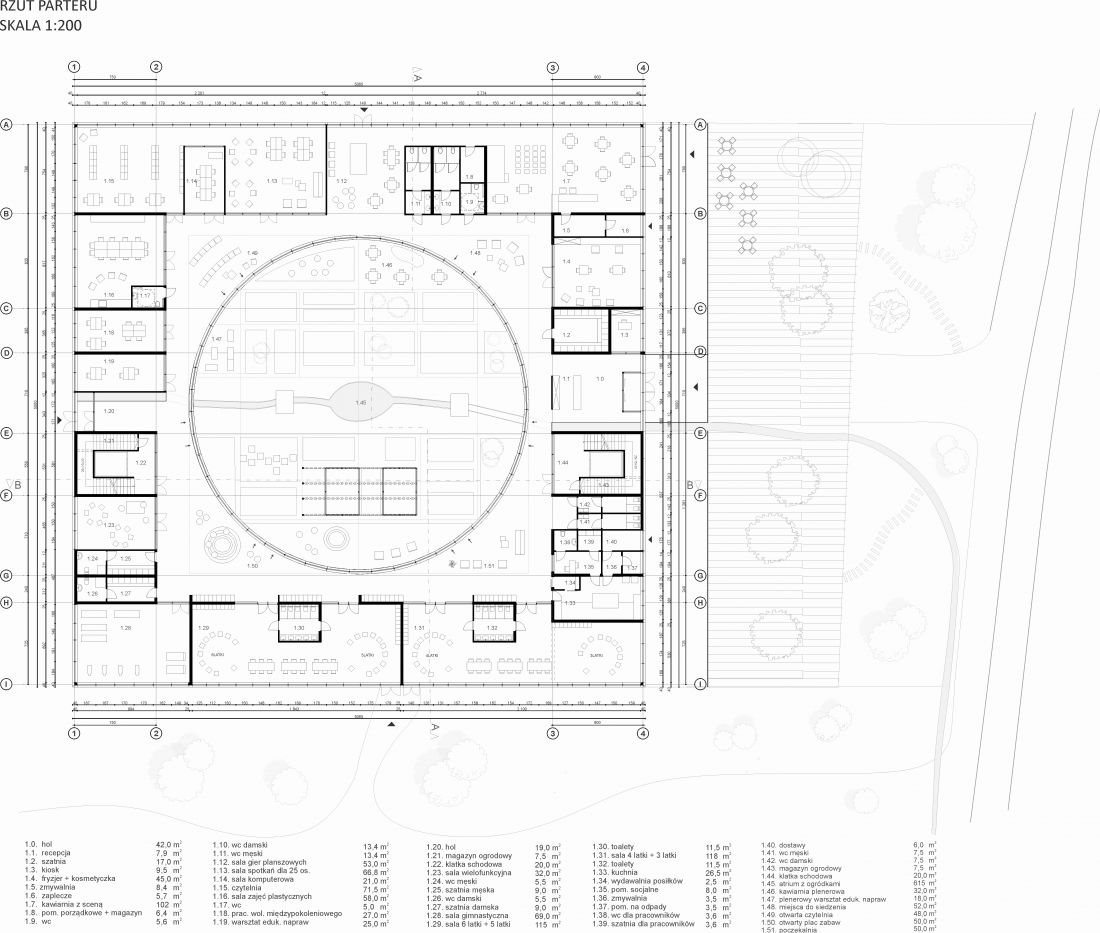 Projekt centrum międzypokoleniowego w Tarnowie, rzut parteru