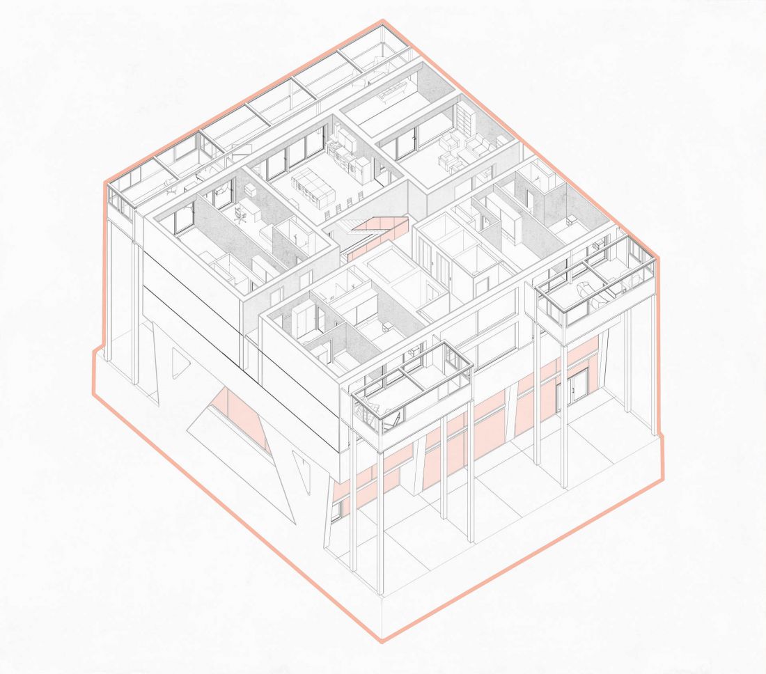 aksonometria co-living