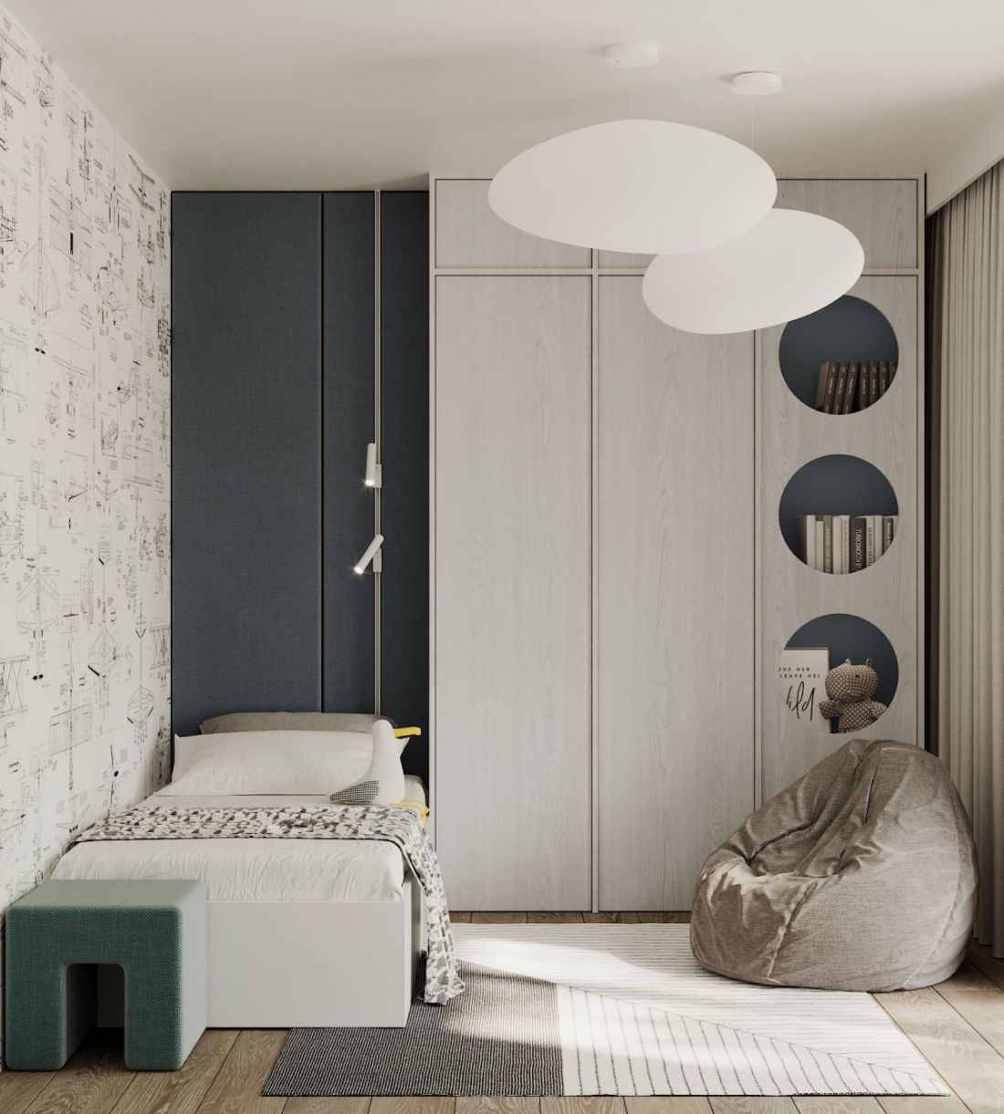 Pokój chłopca z wyjątkową tapetą 