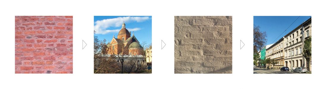 dominanty - widok z kamienicy / widok na Wawel oraz kościół pw. Świętych Apostołów Piotra i Pawła
