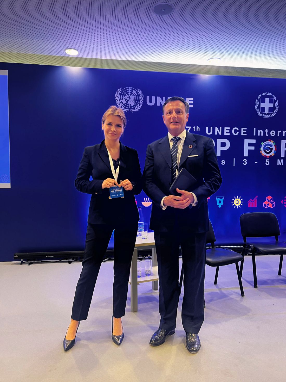 Na zdjęciu: Kamila Król (Forum Liderów PPP Polska) i Jean-Patrick Marquet (World Economic Forum Szwajcaria)