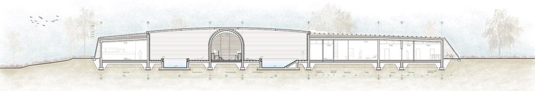 Projekt saunarium w Cieplicach Śląskich-Zdroju, przekrój A-A