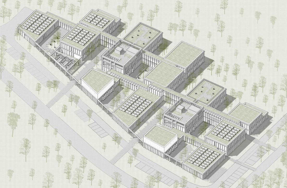 Centrum rehabilitacji w Gdańsku, aksonometria