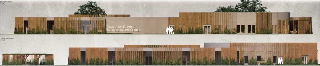 Projekt centrum rehabilitacji we Wrocławiu, elewacje