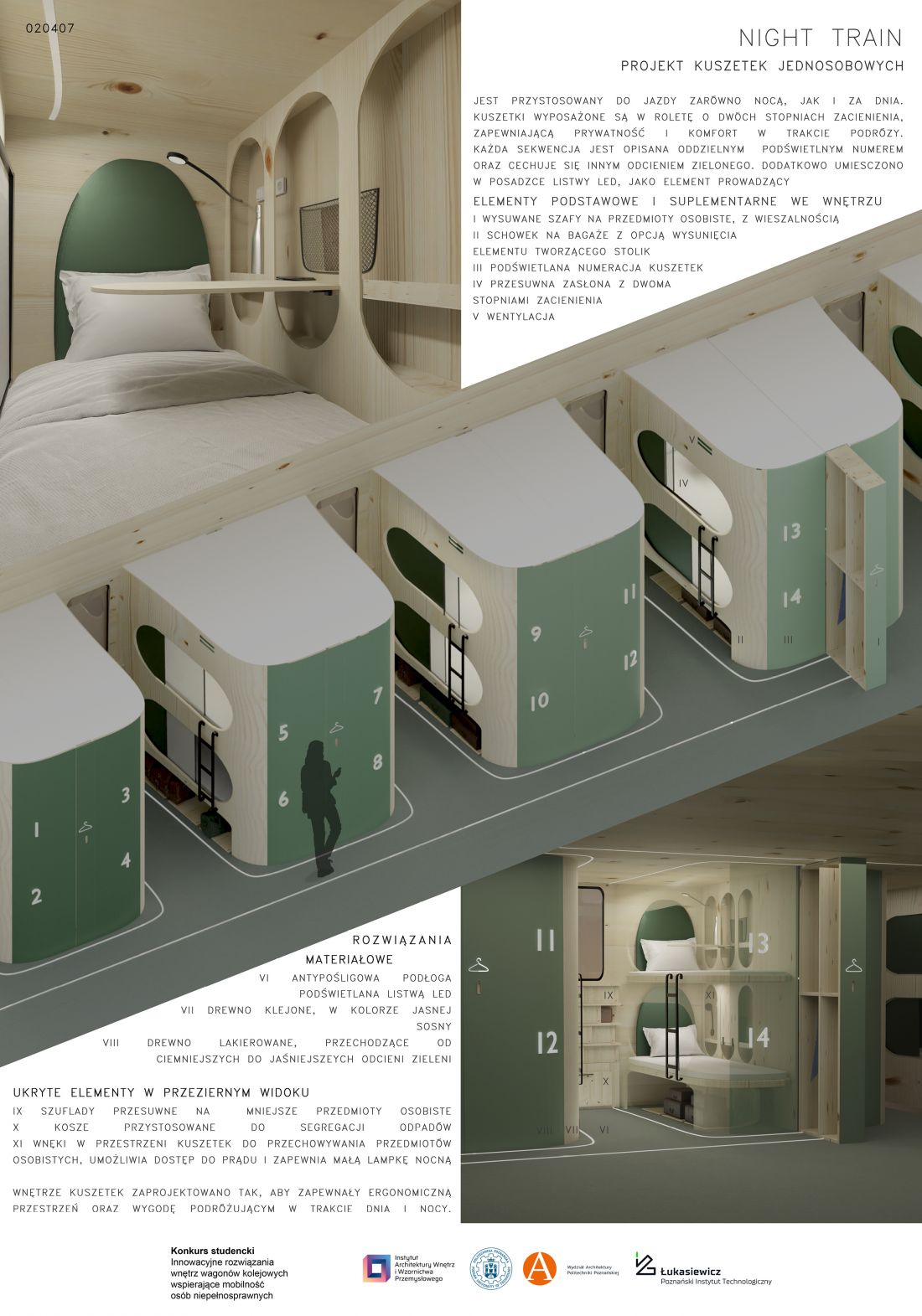 Projekt wnętrza dostępnego wagonu kolejowego, proj.: Joanna Krzemińska, Aleksandra Kopeć, Julia Kopańska