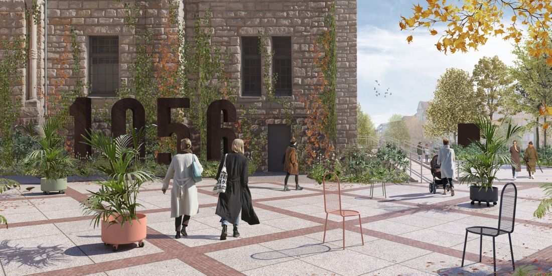 Dziedziniec przed CK Zamek w Poznaniu - projekt aranżacji proj. Aleksander Wadas Studio i Pracownia Architektury Krajobrazu