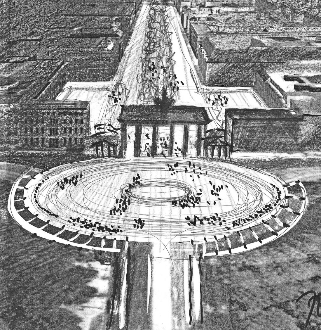  nowy plac dla Bramy Brandenburskiej (widok na wschód), Berlin, proj.: Zvi Hecker, 2009–2010